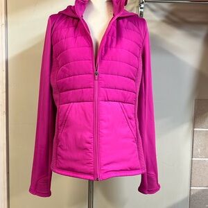 Tek Gear pink zip up with hood. Great color and very warm. Like new condition.